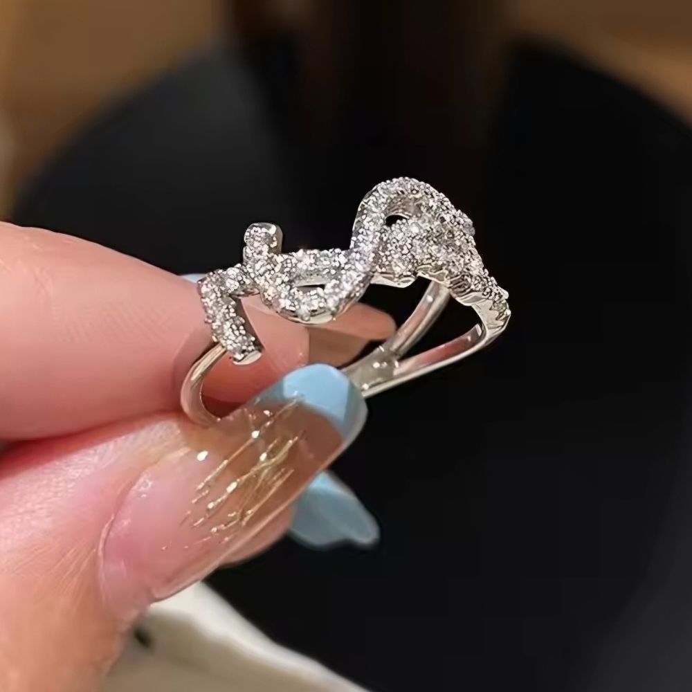 Gorgeous Designer Elegant Silver Micro Pave Crystal Cz Adjustable Ring